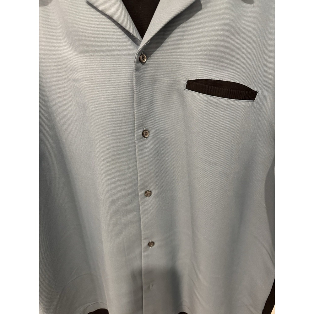 Geoffrey Beene Men's Colorblock Short Sleeve Button Up Shirt Blue Black Large L - Picture 5 of 5